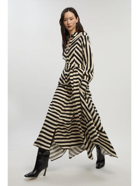 Mono Fluid Stripe Cotton Mix Woven Shirt Dress