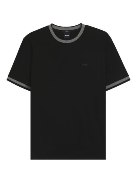 contrast-collar cotton T-shirt