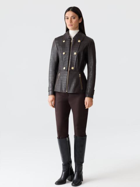 BARBARA-NV Croc Embossed Leather Jacket