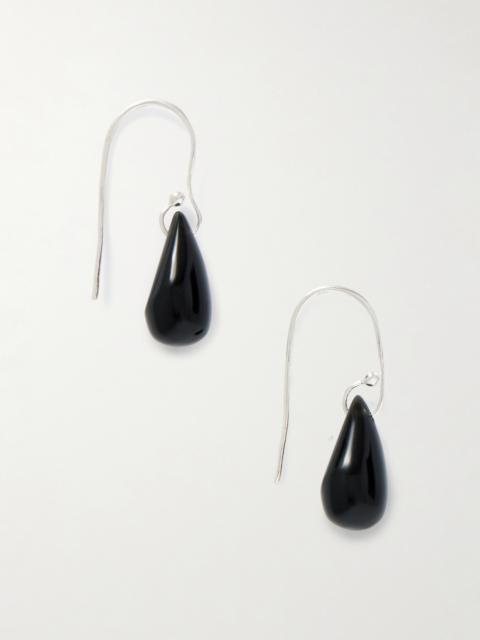 Droplet Silver Onyx Earrings