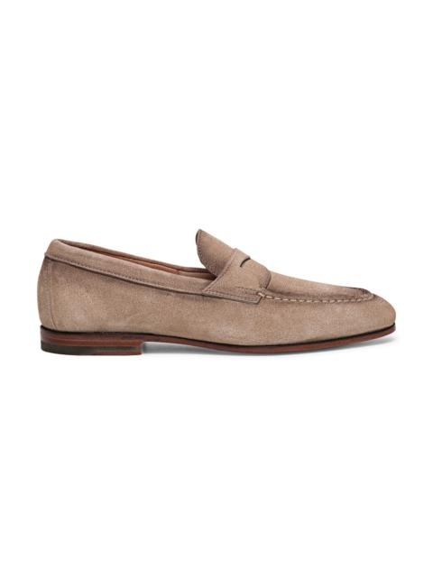 Men’s beige suede penny loafer