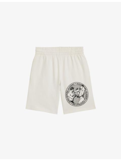 Graphic-Print Elasticated-Waist Cotton Shorts