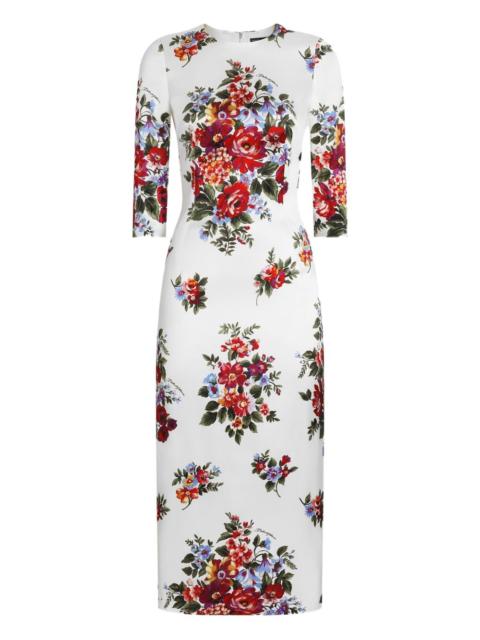 floral-print split midi dress