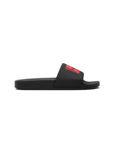 Black Logo Strap Pool Slides