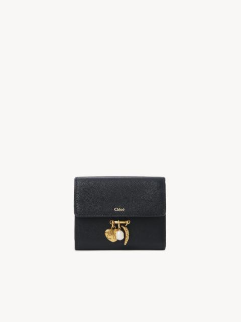 SMALL CHLOÉ CHARMS TRI-FOLD WALLET IN GRAINED LEATHER