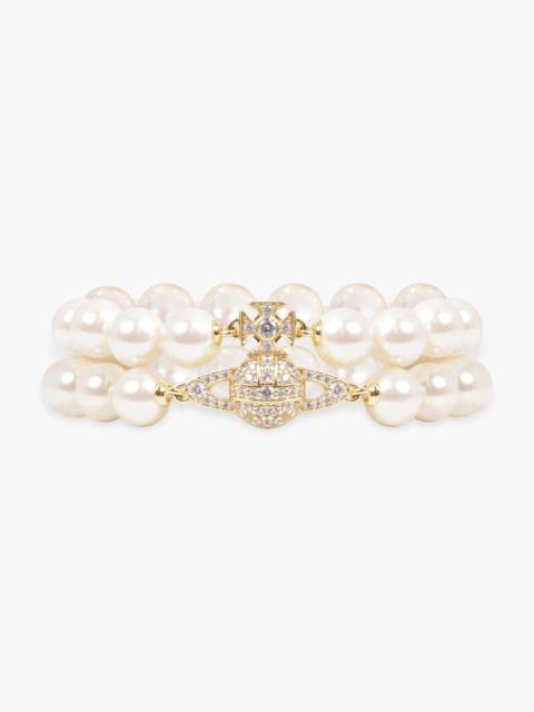 GRAZIELLA PEARL BRACELET | GOLD/CREAM ROSE PEARL/WHITE