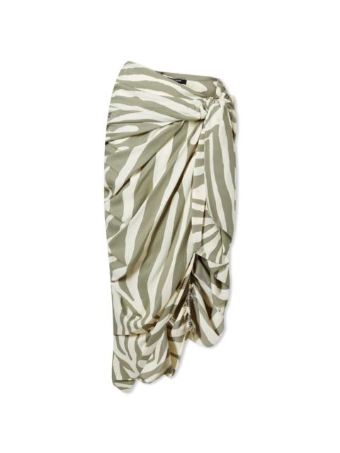 Balmain Zebra Printed Knotted Pareo Skirt