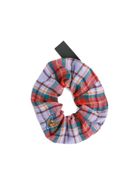 embroidered plaid scrunchie
