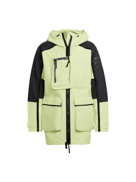 adidas Contrast Color Stitching Sports Hooded Jacket Green H48578