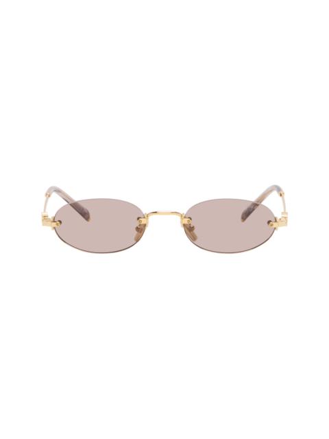 Gold 'Miu Miu Logo' Sunglasses