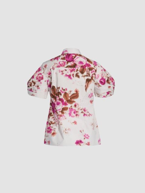 FLORAL PRINT COTTON SHORT SLEEVE SHIRT