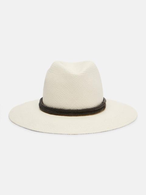 Monili leather-trimmed straw fedora
