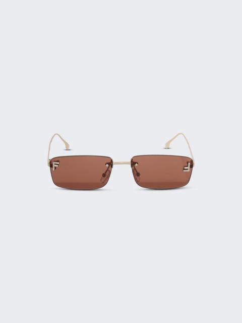 Fendi First Crystal Sunglasses Gold And Bordeaux