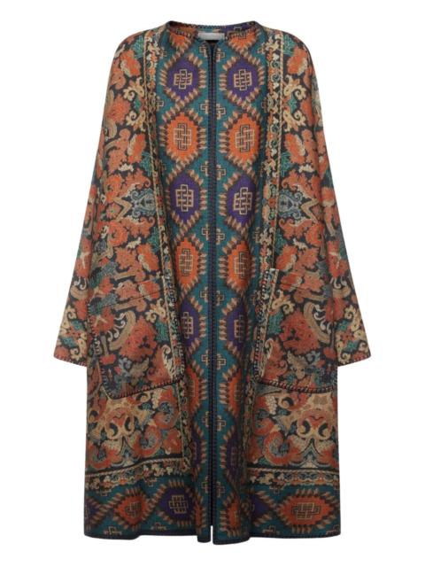 tapestry-pattern pocket coat