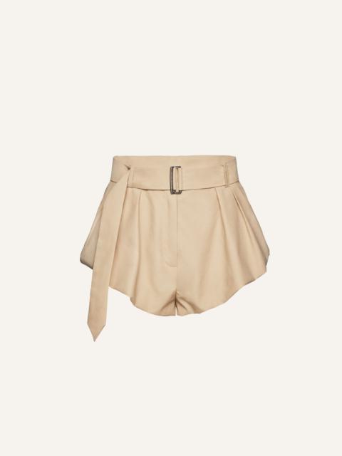 Flared wool shorts in beige