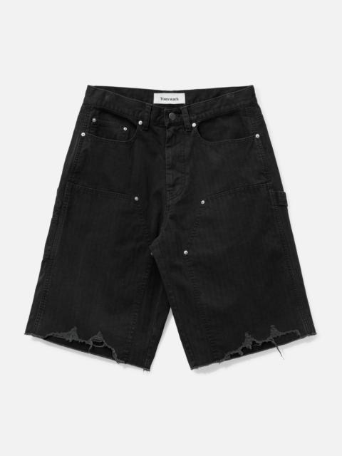 HAND DISTRESSED HBT DOUBLE KNEE SHORTS