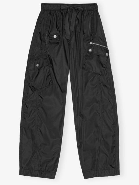 BLACK NYLON ELASTICATED PANTS
