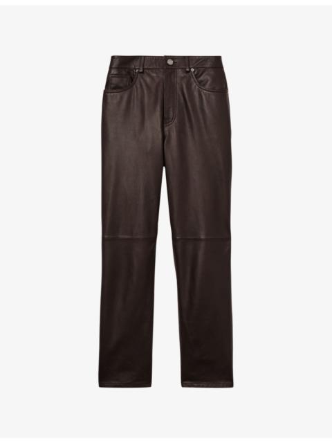 Verona slim-leg high-rise leather trousers