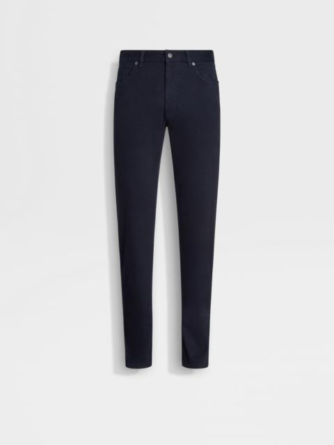 NAVY BLUE STRETCH COTTON ROCCIA JEANS