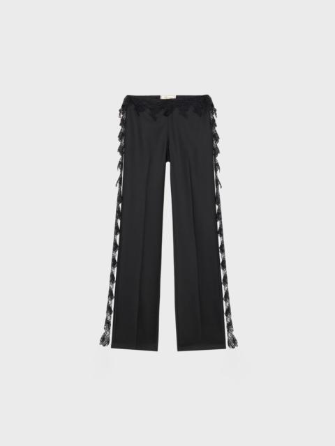 TWILL PANTS WITH SCALLOPED LACE