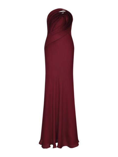 Vida Entera Strapless Georgette-Silk Maxi Dress burgundy