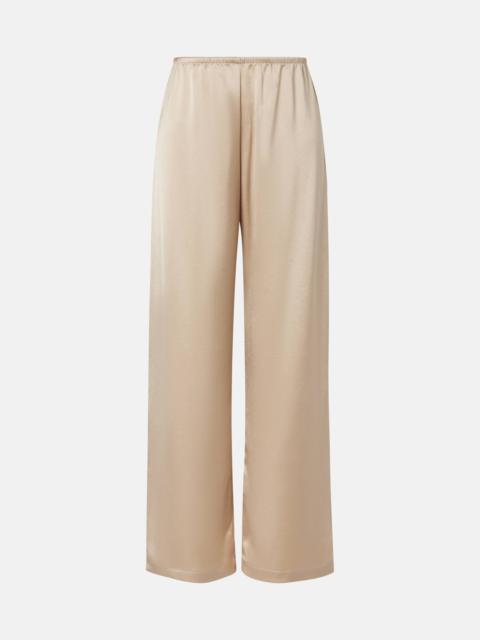 Barb mid-rise satin wide-leg pants