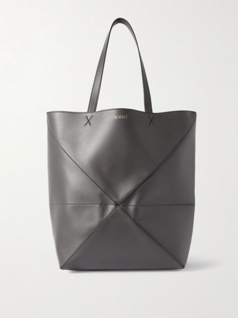 Puzzle Fold XL Panelled Leather Tote Bag Gray