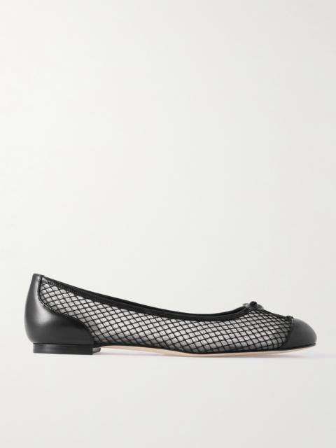 Capbalme Leather-trimmed Mesh Ballet Flats