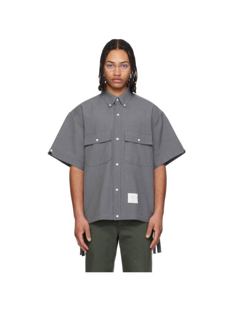 Gray S/S Track Shirt Flap Pockets Wool Shirt