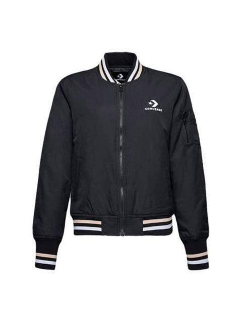 (WMNS) Converse Baseball Jacket 'Black White' 10017469-A01