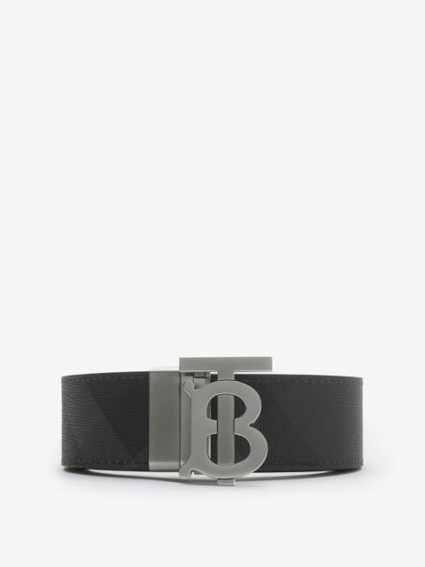 Reversible Charcoal Check and Leather TB Belt