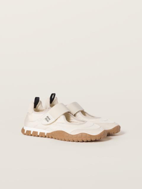 Tyre technical fabric and suede ballerinas