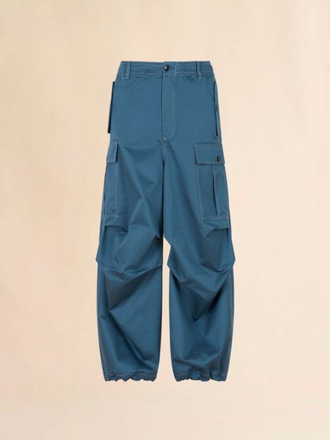 TURQUOISE WATER-REPELLENT GABARDINE WORKWEAR PANTS