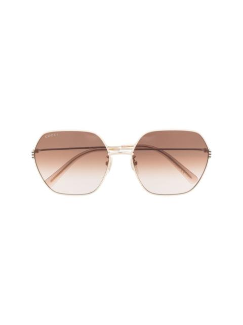 geometric-frame hexagonal sunglasses