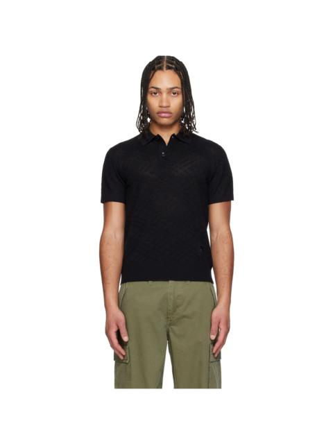 Black Check Wool Polo