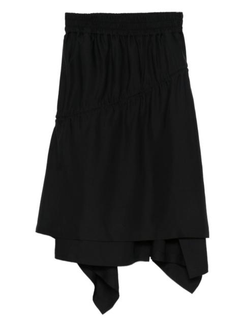 twill asymmetrical midi skirt