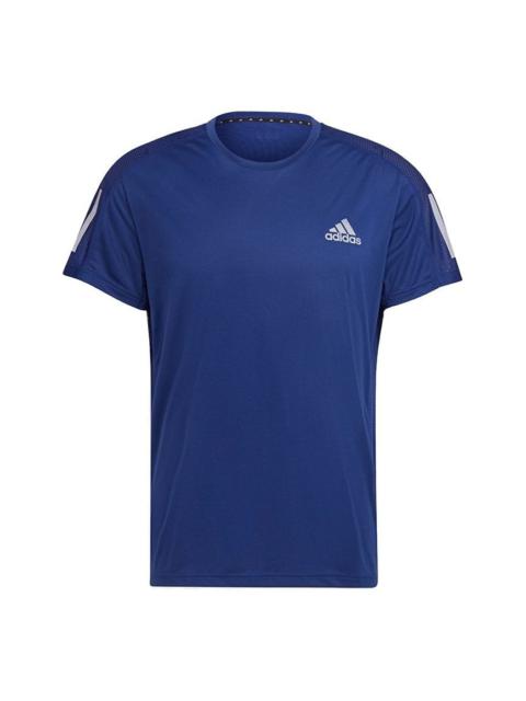 adidas Leisure Fitness Training Crewneck Sports Short Sleeve Men's Blue H34494