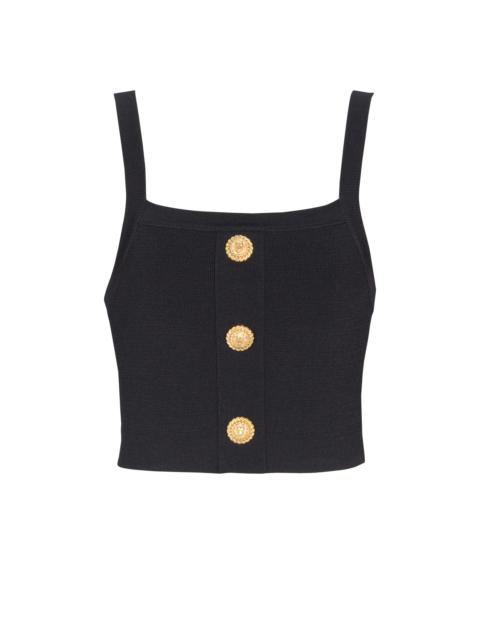 Knit bralette top with buttons