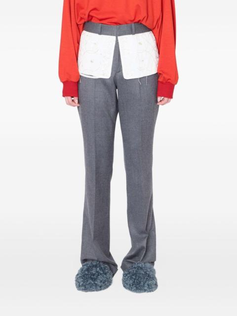 embroidered-panel trousers