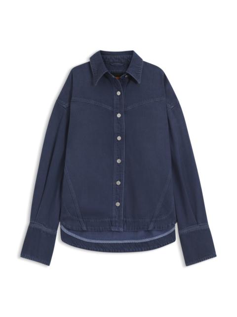 SMOKY-BLUE OVERSIZED-FIT BLOUSE IN RIGID DENIM