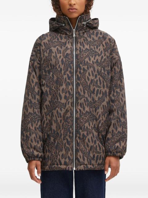 hooded print jacket
