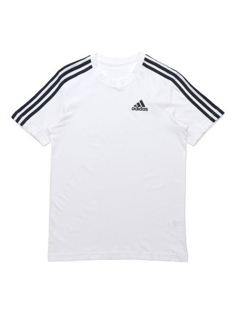 adidas M 3s Sj T Sports Training Stripe Round Neck Short Sleeve White GL3733