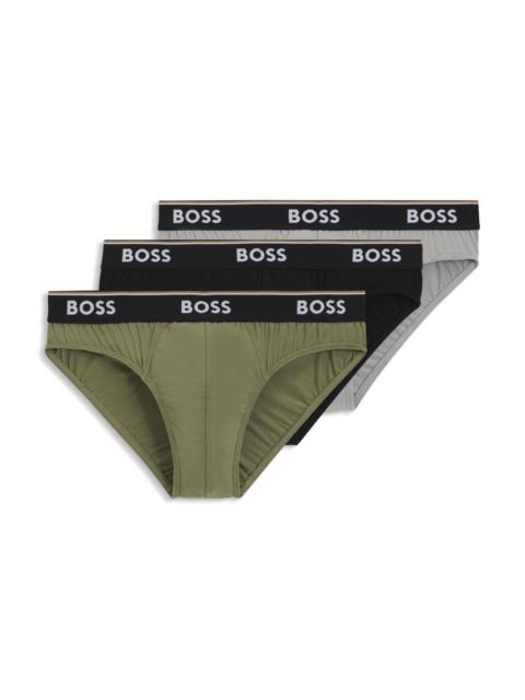 THREE-PACK OF STRETCH-COTTON BRIEFS WITH LOGO WAISTBANDS