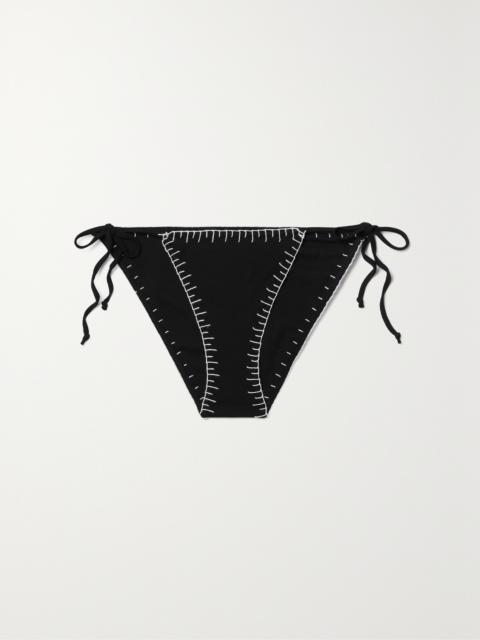 Sole Embroidered Seersucker Bikini Briefs