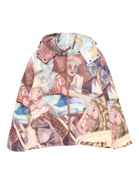 hooded graphic-print jacket