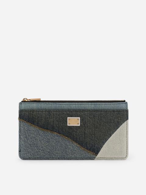 Large denim card holder