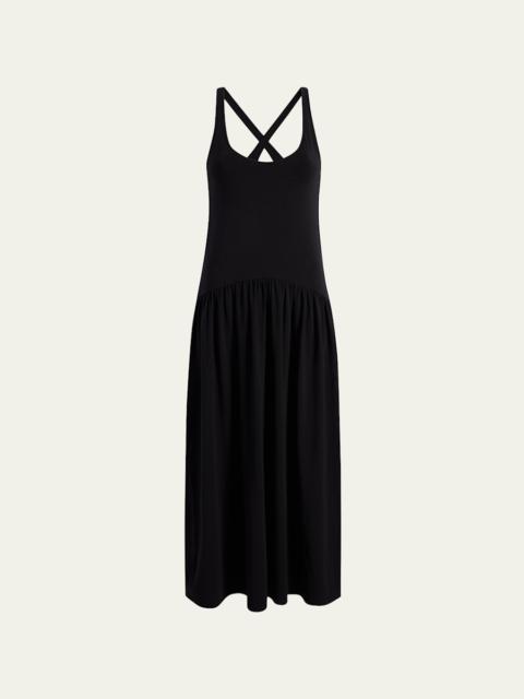 Dropwaist Gathered Tank Dress with Keyhole
