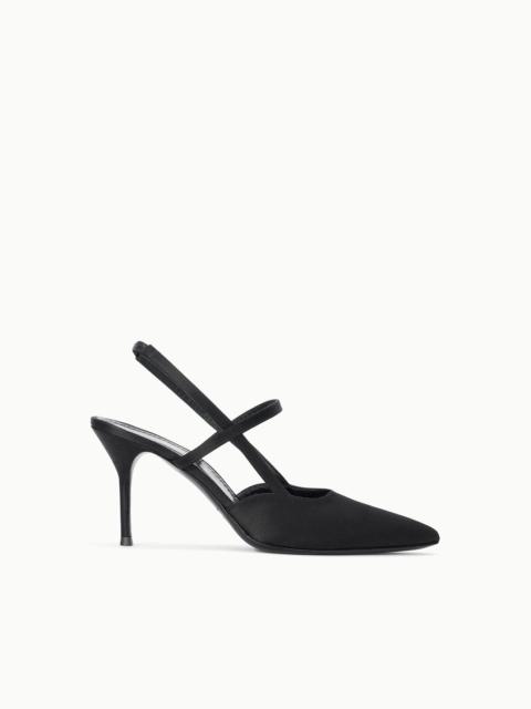 STAUD SEBASTIAN HIGH HEEL SLINGBACK BLACK SATIN