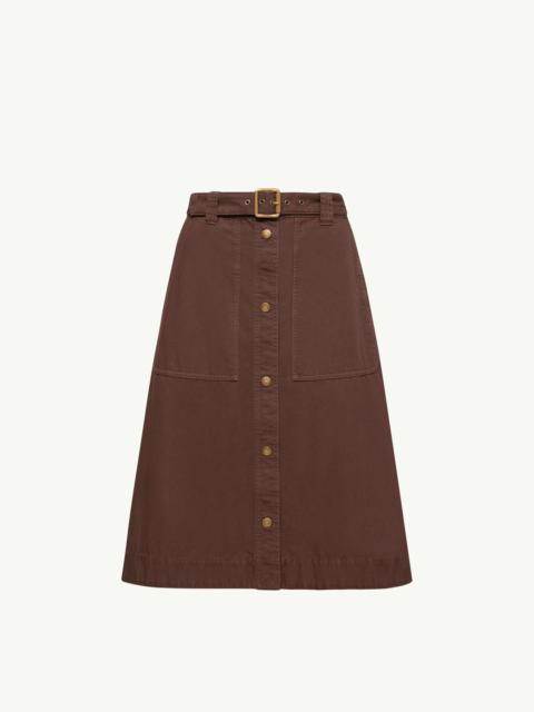 Belted Knee-Length Cotton Skirt