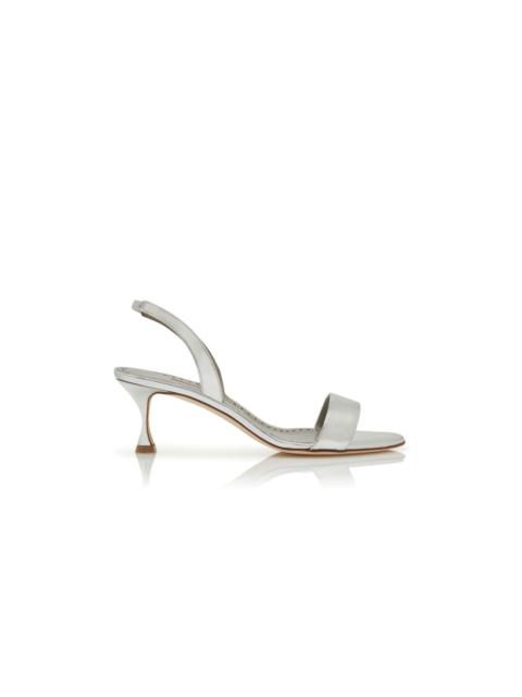 Silver Calf Leather Slingback Sandals